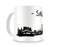 Salzburg Skyline Kaffeetasse Kaffeepott Tasse Modellnummer  wei/schwarz