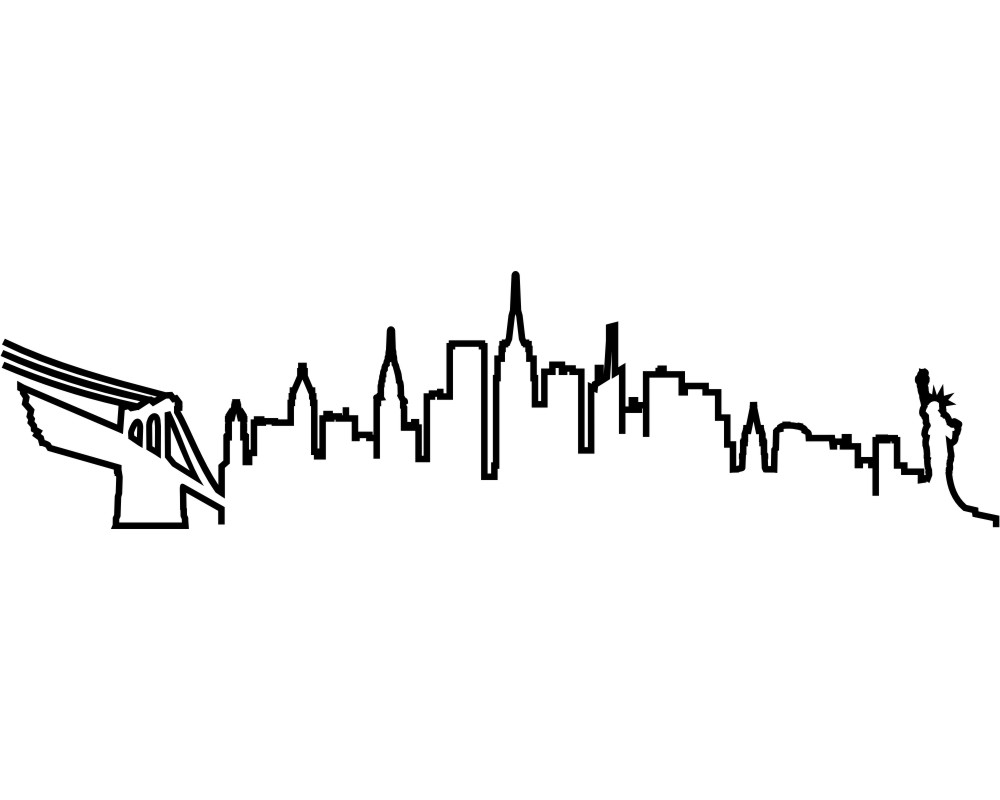 New York Skyline Silhouette Aufkleber Kontur Skyline4u